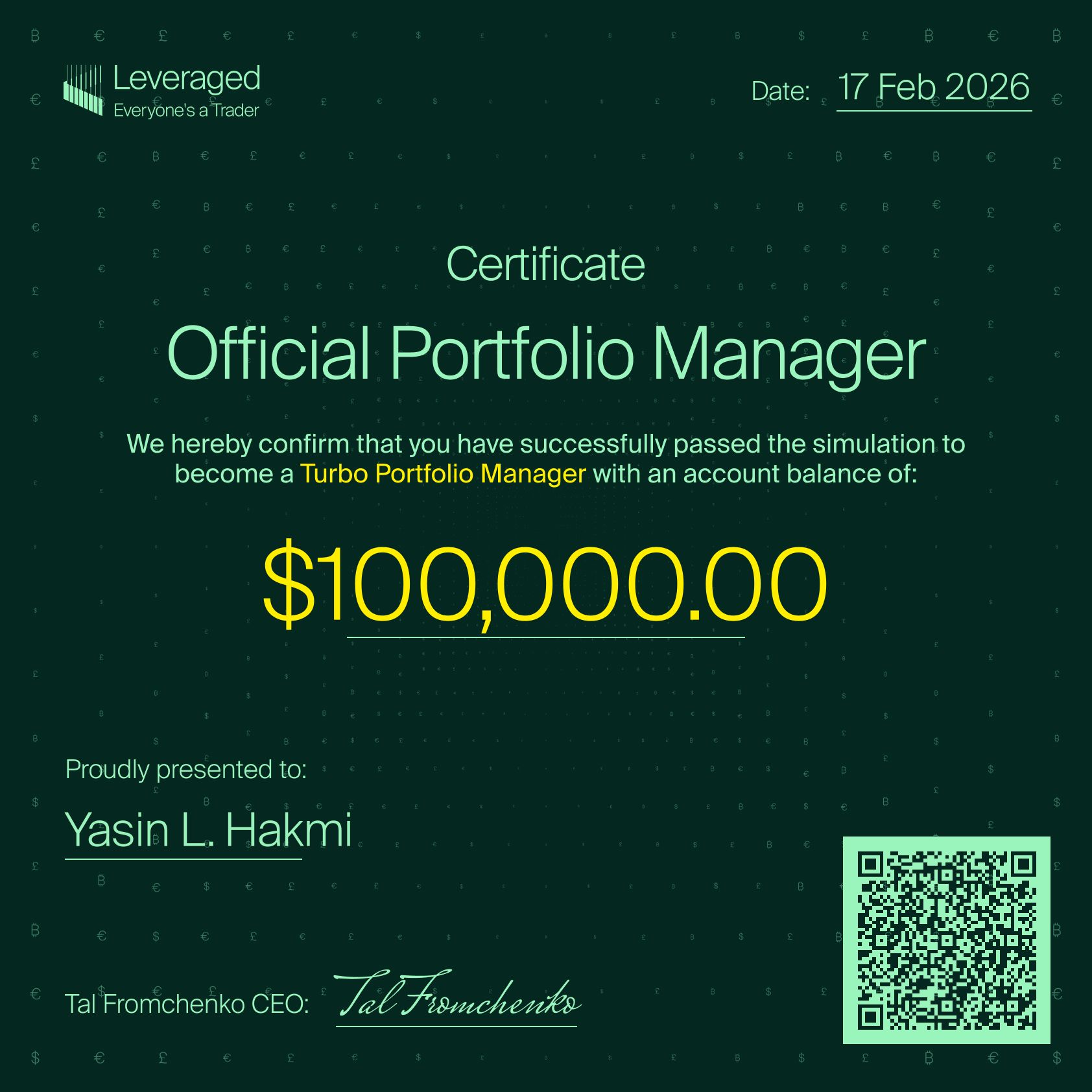 Leveraged Official Portfolio Manager certificate — #11